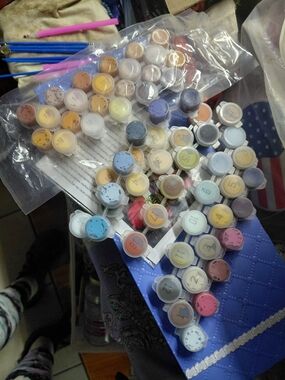 paint by numbers acrylic paints lot x11 strands 61 pots of color and brushes